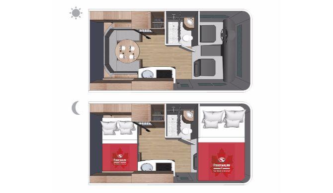 De plattegronden van de Fraserway C-Small camper