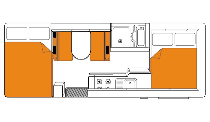 De plattegrond van de Britz Explorer camper
