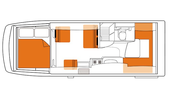 De plattegrond van de Britz Frontier camper
