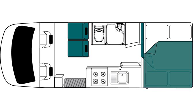 De plattegrond van de Maui Cascade camper