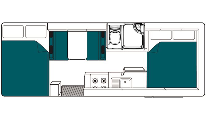 De plattegrond van de Maui Beach camper