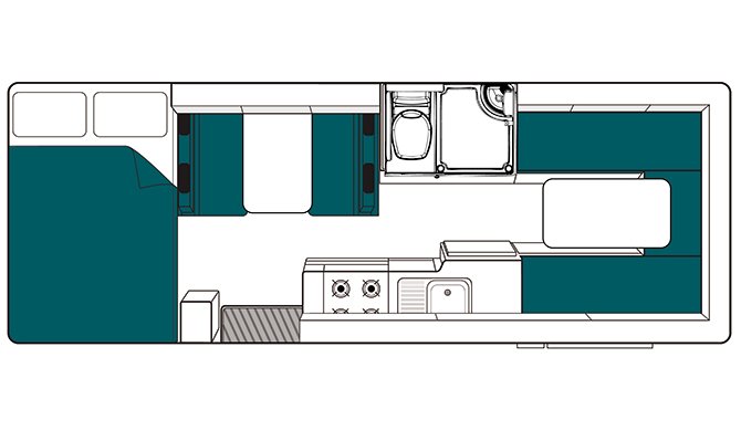 De plattegrond van de Maui River camper