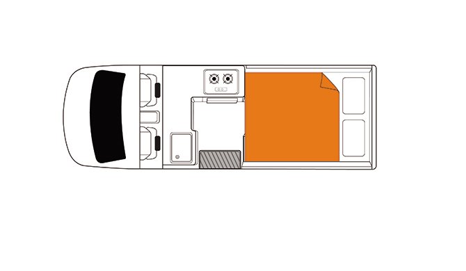 De plattegrond van de Britz HiTop camper