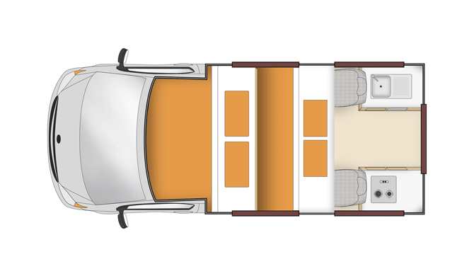 De plattegrond van de Apollo Endeavour camper