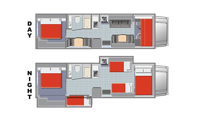 De plattegronden van de Mighty MS31 camper