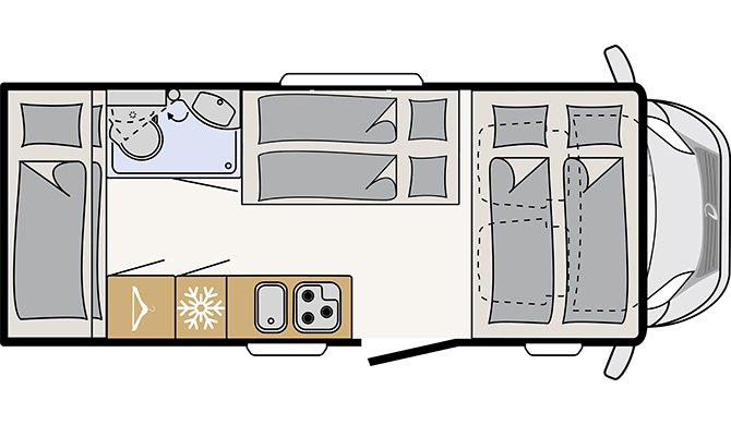 Plattegrond van de McRent Family Plus Camper