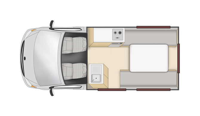 De plattegrond van de Apollo Hitop camper