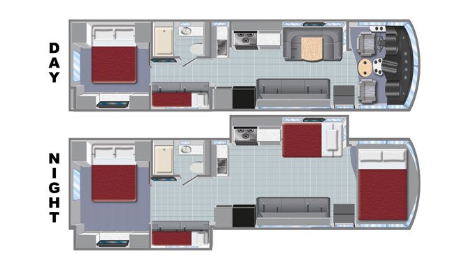 De plattegronden van de El Monte AF33 camper