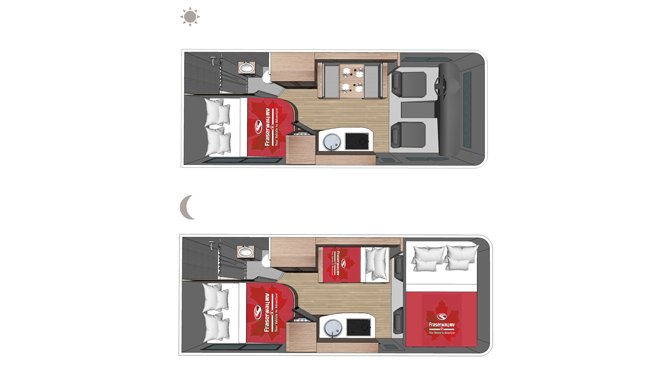 De plattegronden van de Fraserway C-Medium camper