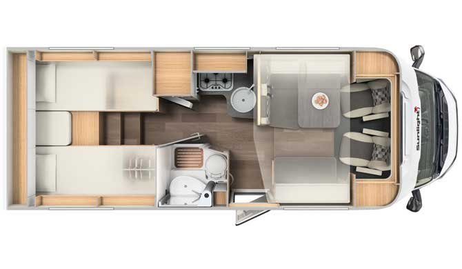 Plattegrond van de McRent Family Standard Camper