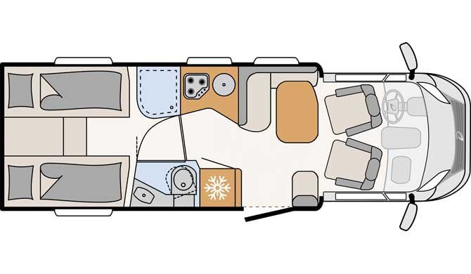 Plattegrond van de McRent Comfort Standard camper