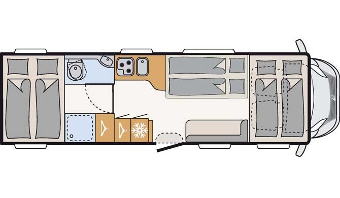 Plattegrond van de McRent Premium Plus camper