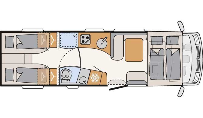 Plattegrond van de McRent Premium Luxury camper