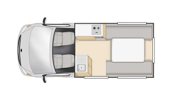 Plattegrond van de Hippie Hitop camper