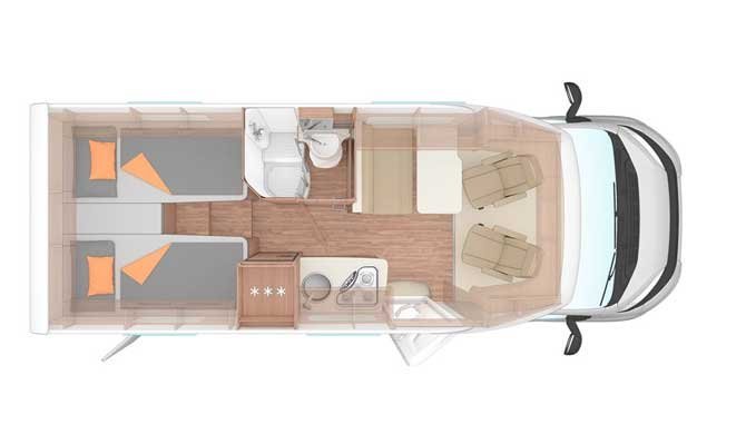 Plattegrond van de Apollo Duo Plus camper