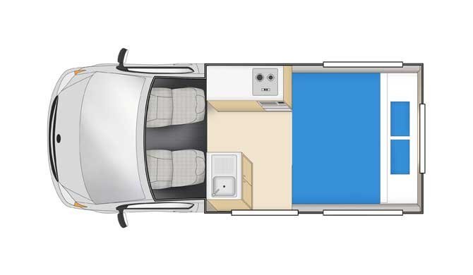 Plattegrond van de Cheapa Campa Hitop camper