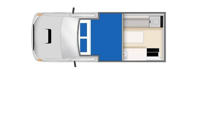 Plattegrond van de Cheapa Campa 4Wheel Drive camper