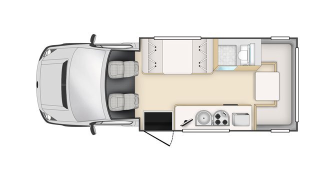 Plattegrond van de Cheapa Campa 6Berth camper