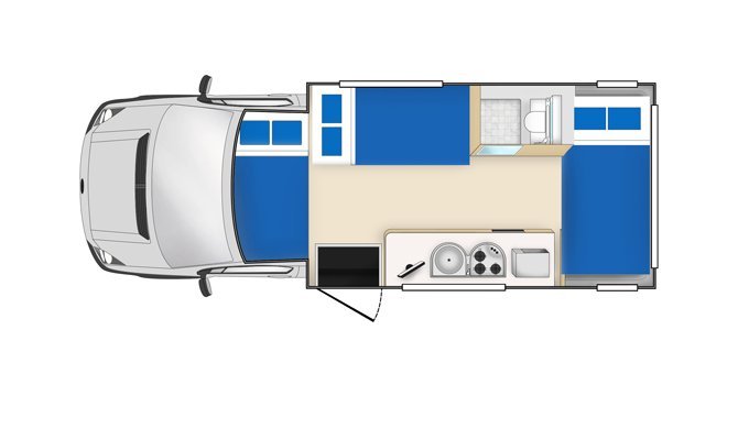 Plattegrond van de Cheapa Campa 6Berth camper