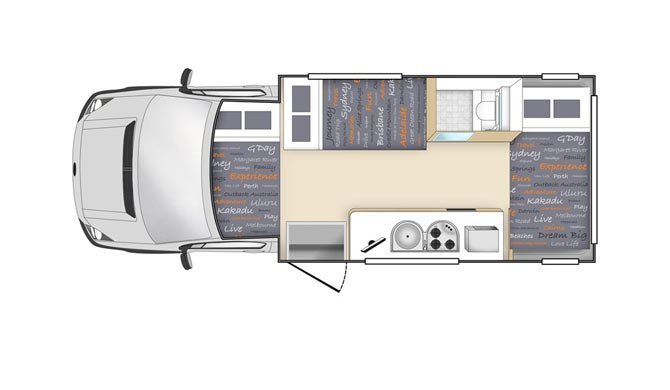 De plattegrond van de Star RV Hercules camper