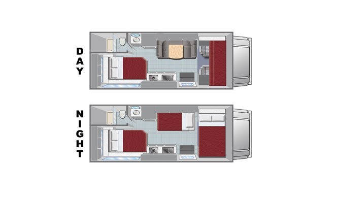 De plattegronden van de El Monte C22 camper