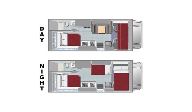 De plattegronden van de El Monte C25 camper