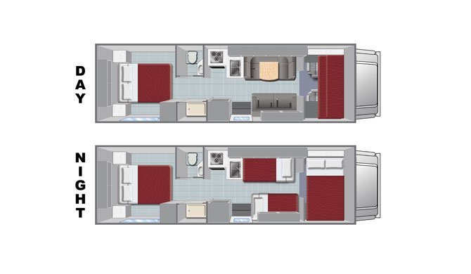 De plattegronden van de El Monte C28 camper