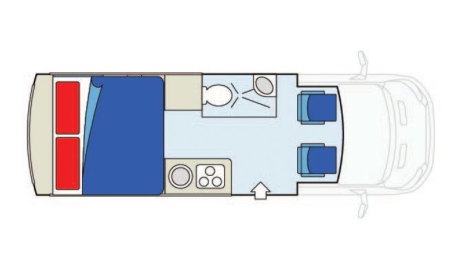 De plattegrond van de CanaDream DVC camper