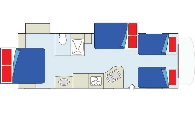 De plattegrond van de CanaDream MHB camper