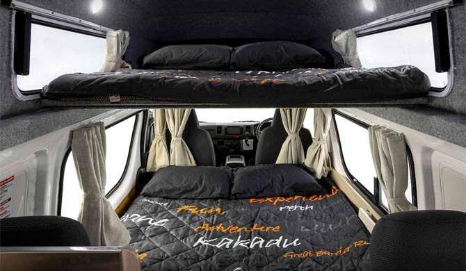 De bedden in de Apollo Endeavour camper