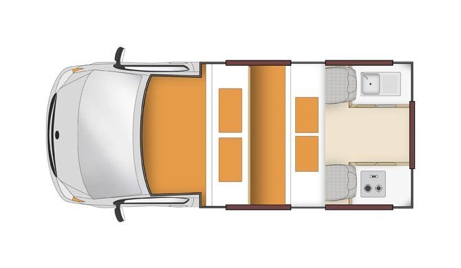 De plattegrond van de Apollo Endeavour camper