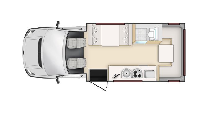 De plattegrond van de Apollo Euro Deluxe camper