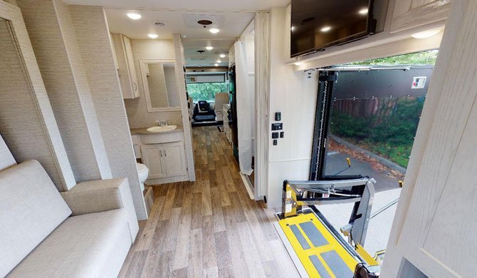 Het interieur van de Fraserway A30 Rolstoeltoegankelijke camper
