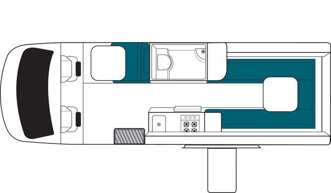 De plattegrond van de Maui Ultima camper