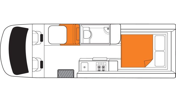 De plattegrond van de Britz Venturer camper