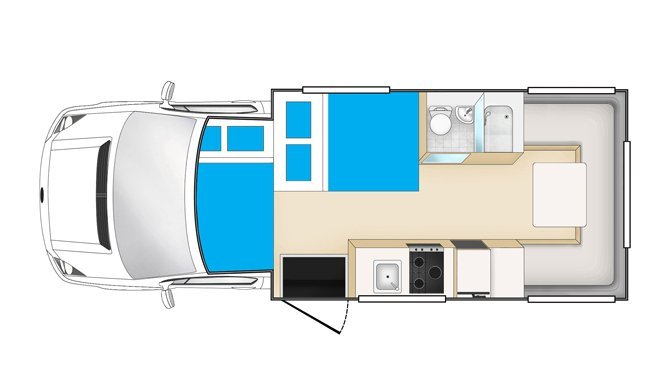 Plattegrond van de Cheapa Campa 4Berth camper