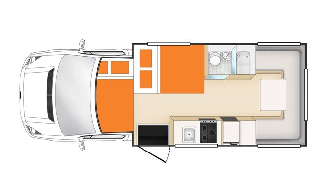 De plattegrond van de Apollo Euro Camper