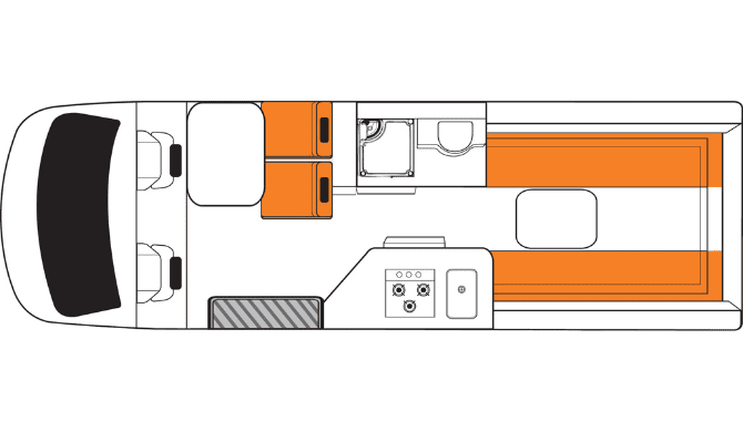 De plattegrond van de Britz Venturer camper