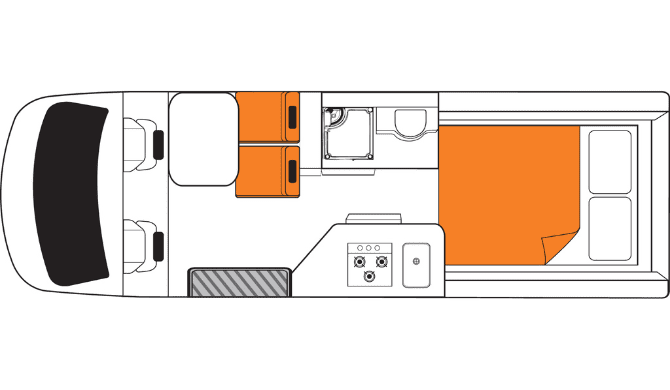 De plattegrond van de Britz Venturer camper