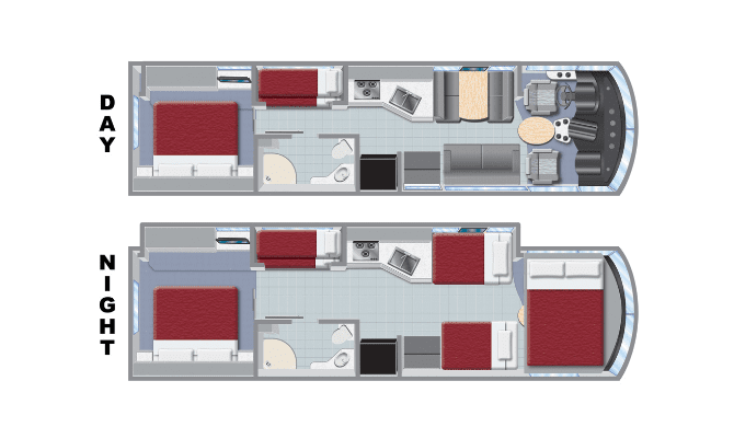 De plattegronden van de El Monte AF33 camper