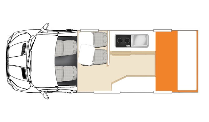 De plattegrond van de Apollo Endeavour camper