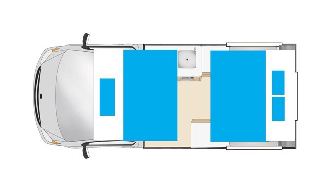 Plattegrond van de Cheapa Campa Hitop camper