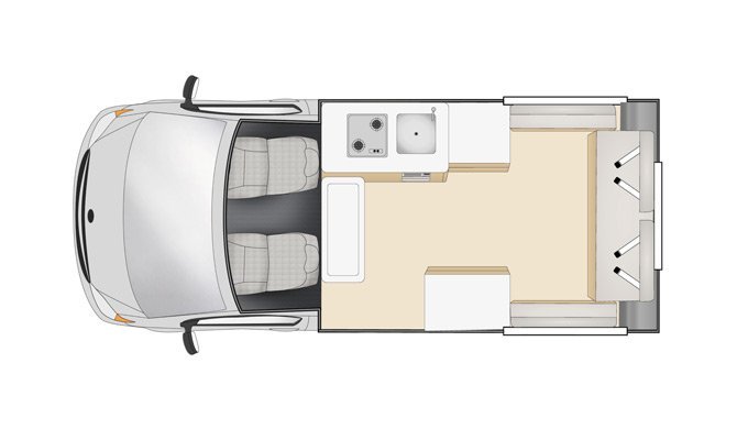 Plattegrond van de Cheapa Campa Hitop camper