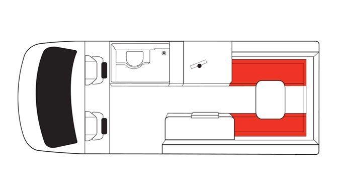 De plattegrond van de Mighty Deuce camper