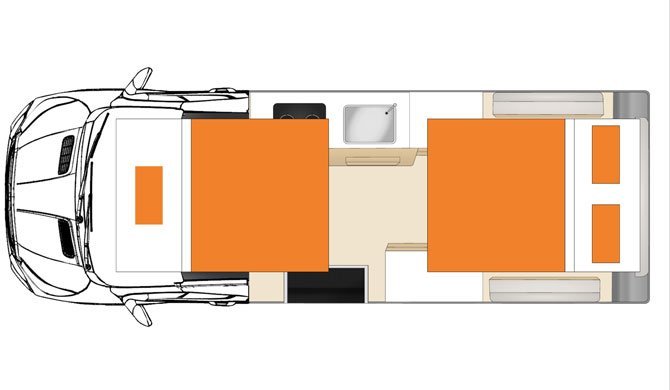 De plattegrond van de Apollo Hitop camper