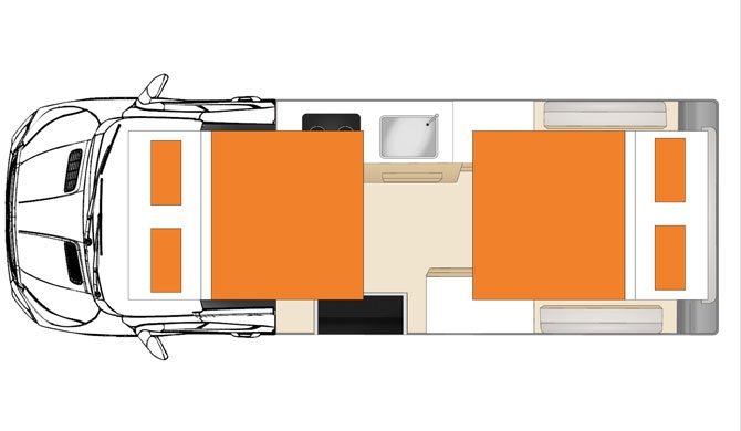 De plattegrond van de Apollo Endeavour camper