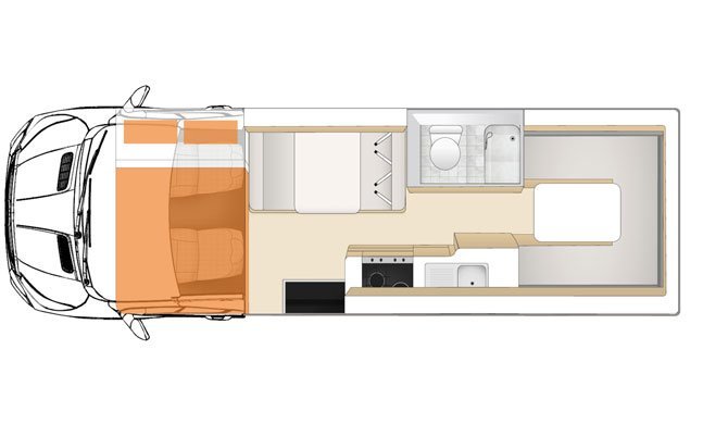 De plattegrond van de Apollo Euro Camper