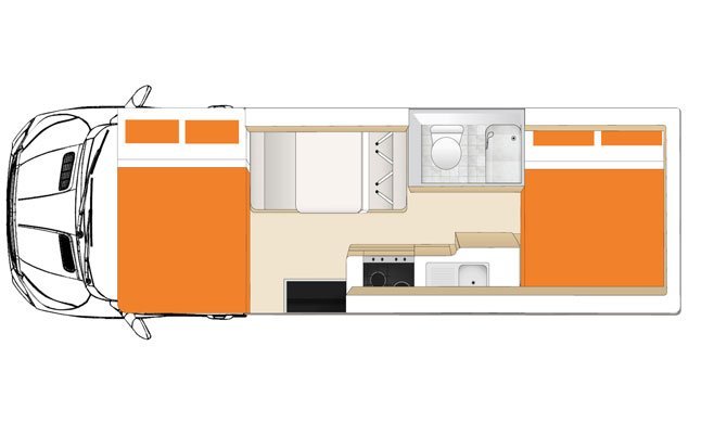 De plattegrond van de Apollo Euro Camper