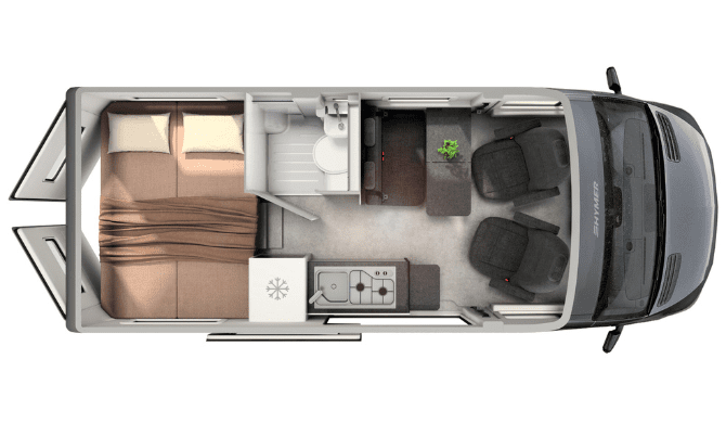 De plattegrond van de Rent Easy City Adventure 4x4 camper