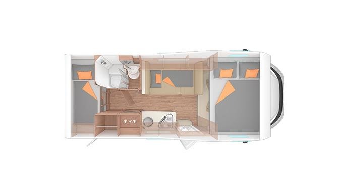 De plattegrond van de Apollo Family Voyager camper